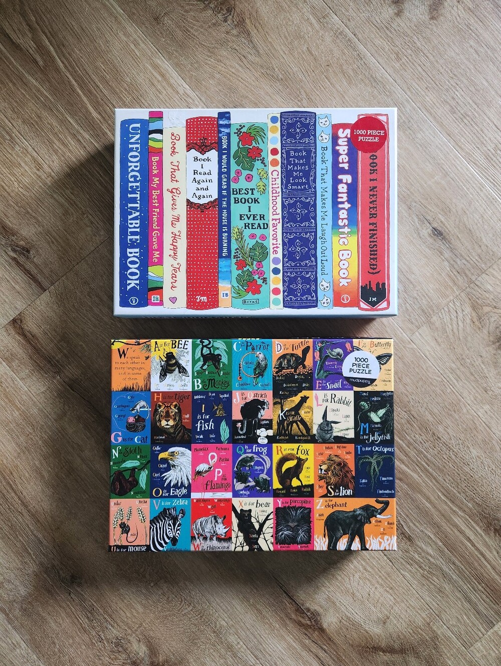 2 x Puzzles Galison 'Ideal Bookshelf' & Mudpuppy 'Alphabet' READ DESCRIPTION